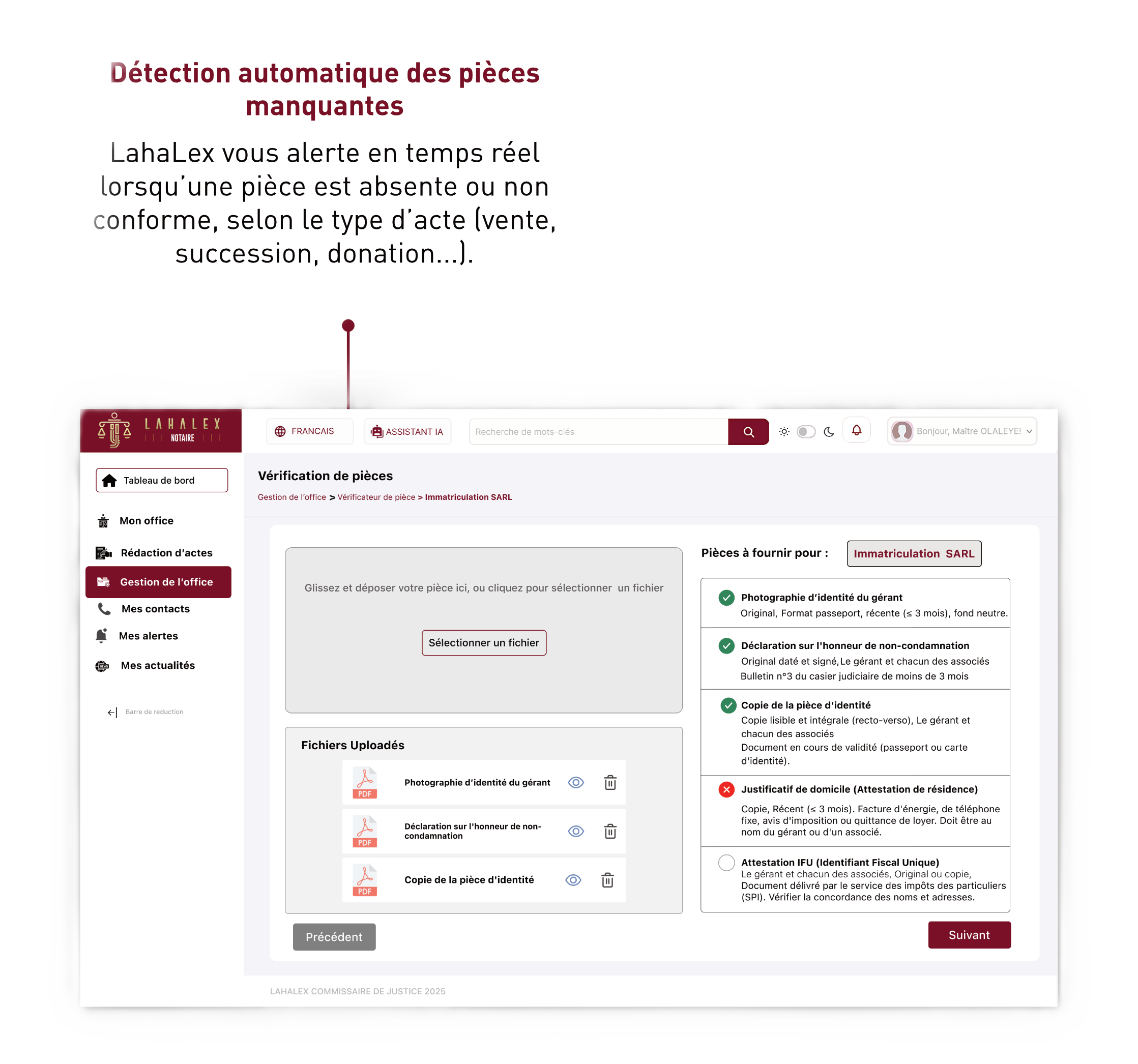 Tableau de bord commissaire