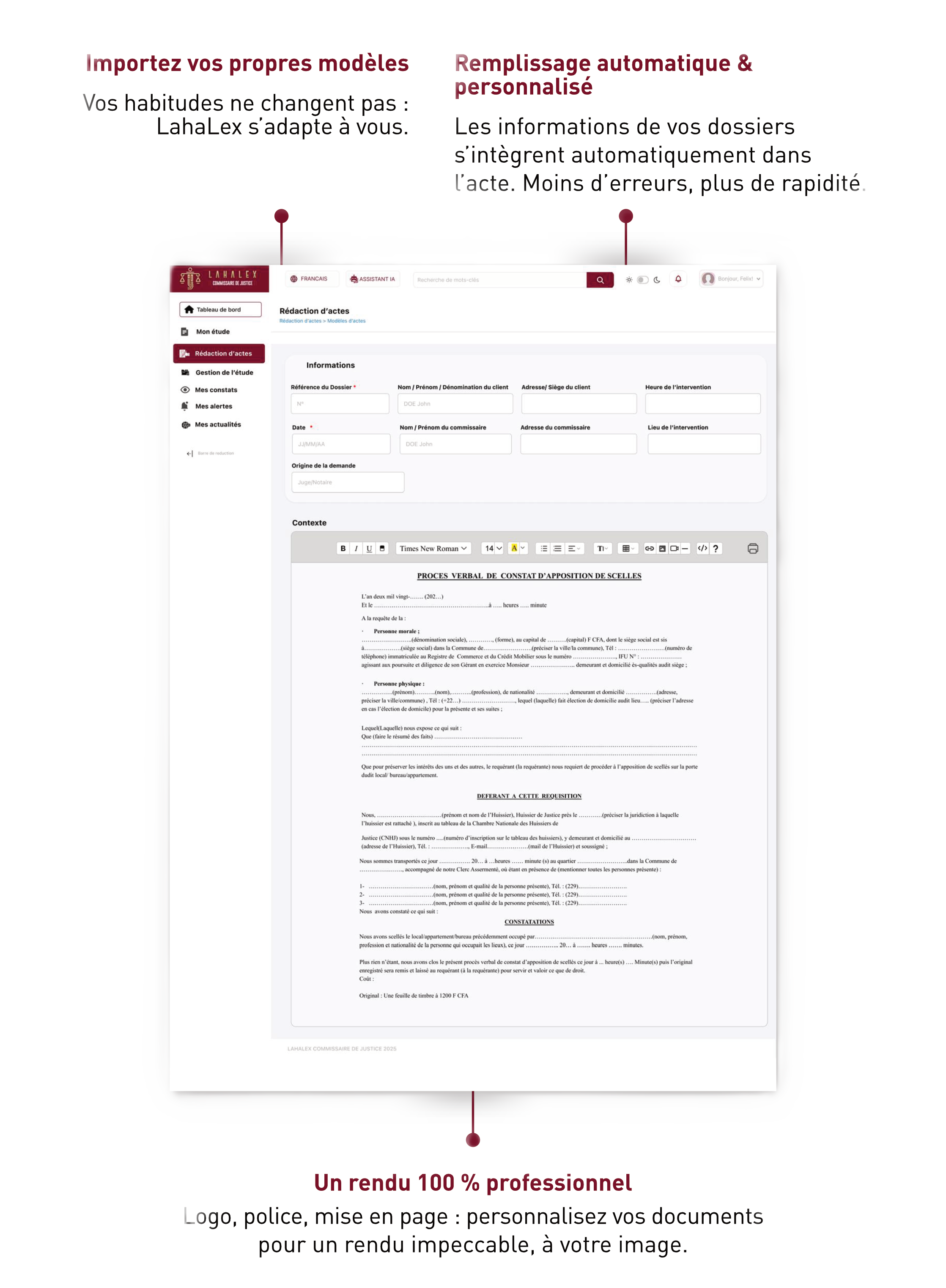 Rédaction d'actes commissaire