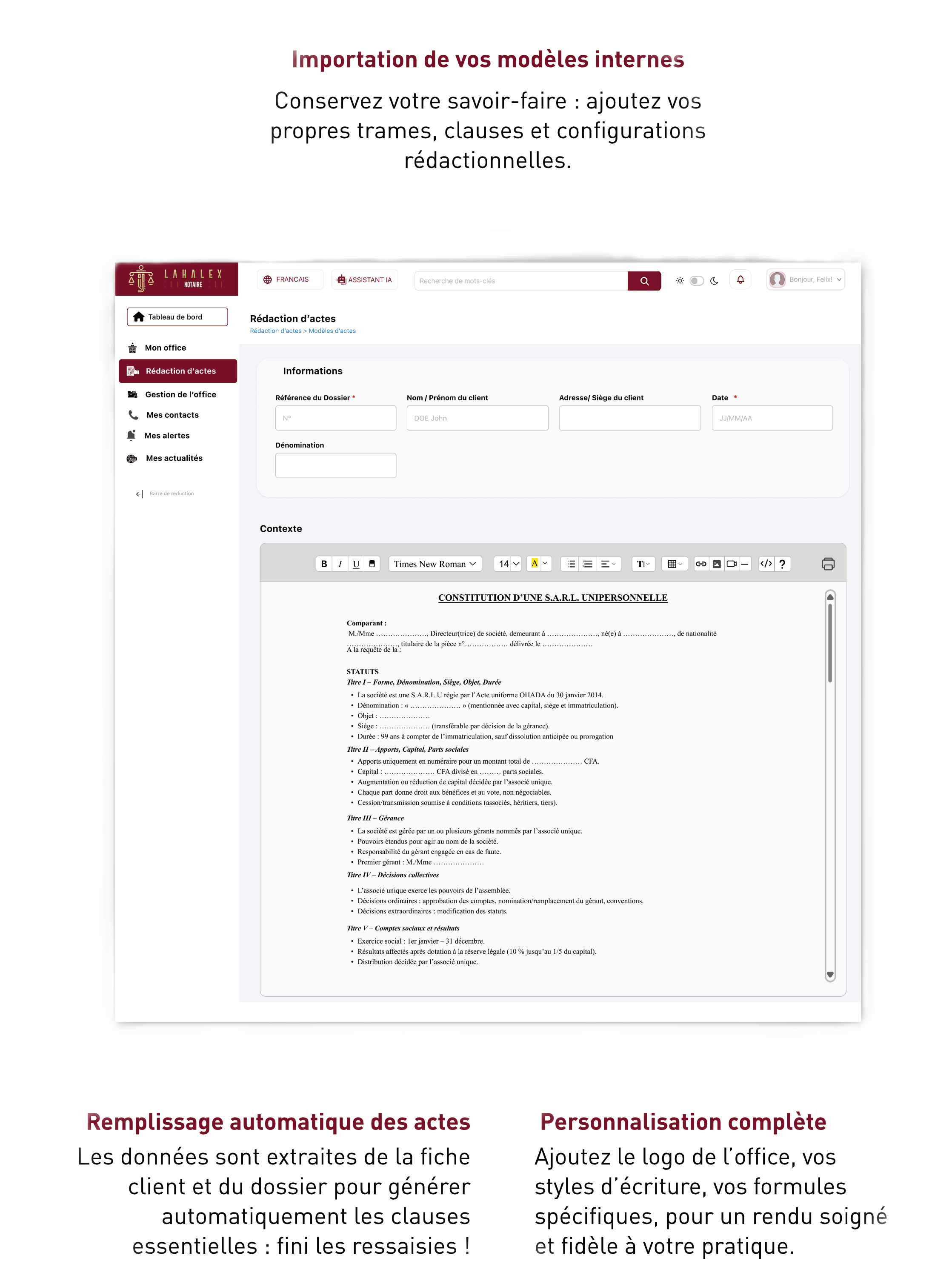 Rédaction d'actes notariaux